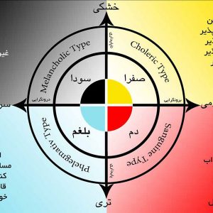 نمایش چهار مزاج اصلی و برخی ویژگی های شخصیتی افراد هر مزاج